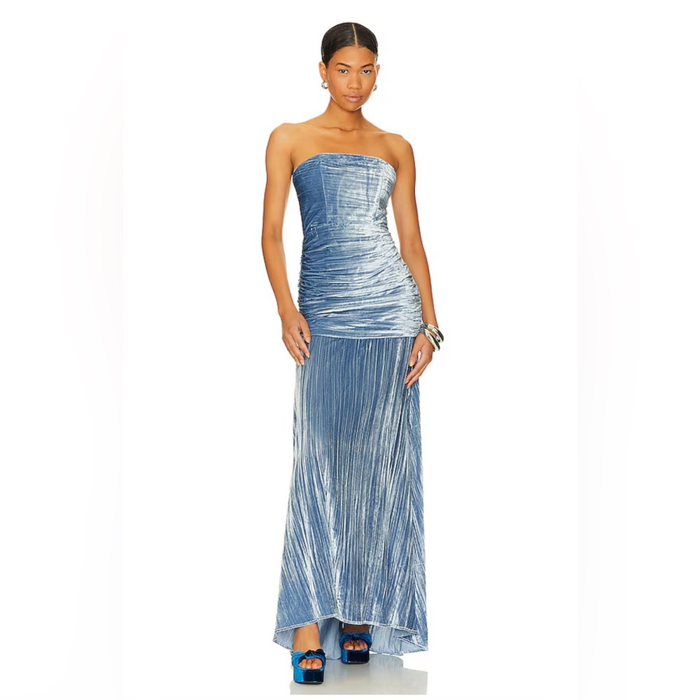 House of Harlow 1960 Strapless Shimmery Blue Maxi Dress